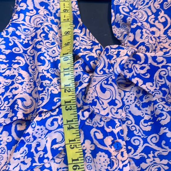 Francesca’s Blue, Peach,Romper, short set onsie,halter, button up, size small - Picture 10 of 16